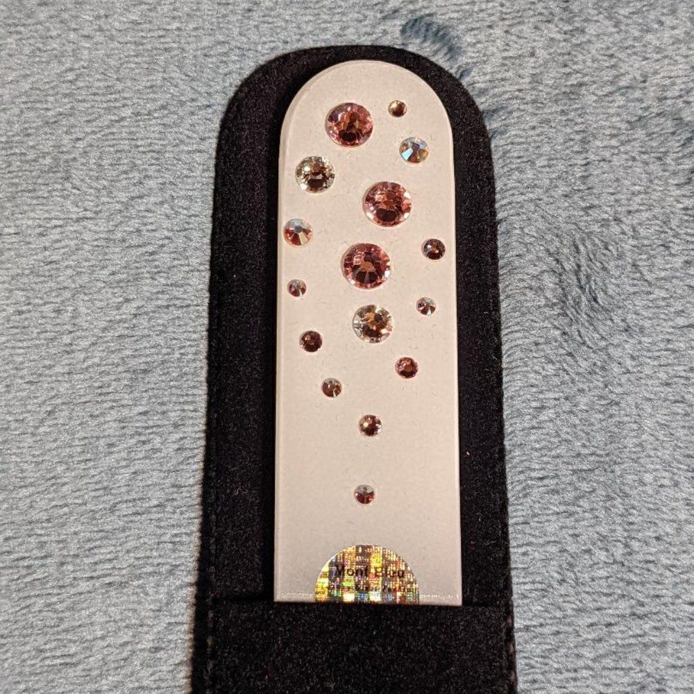 🆕7.5" White Czech Crystal Nail File W/BEAUTIFUL PINK & CLEAR SWAROVSKI CR…